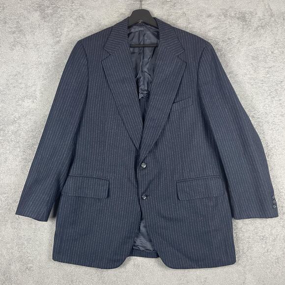 Saks Fifth Avenue Blazer Mens Long 46 Wool Pinstripe Suit Jacket Classic - Picture 1 of 13
